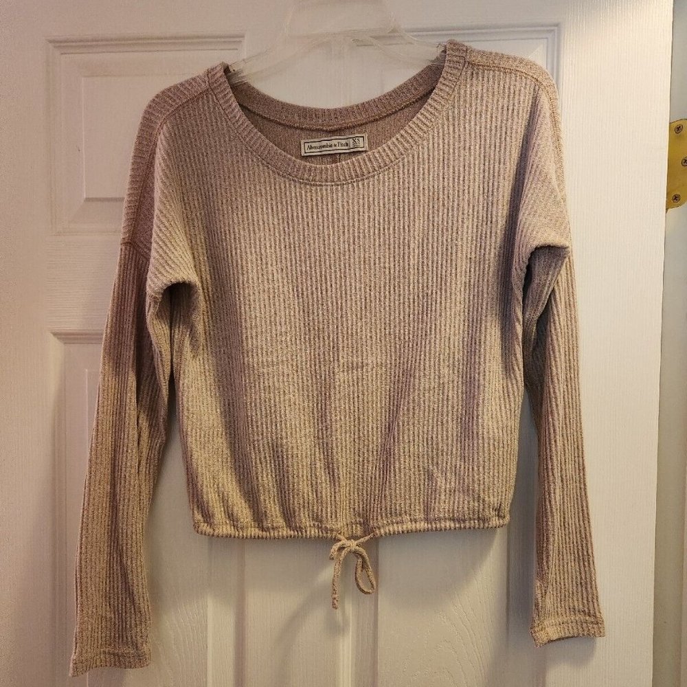 Abercrombie & Fitch Beige Long Sleeve Tie Crop Top Women's Size XS